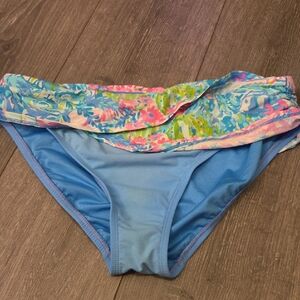 LILLY PULITZER Lagoon Sarong Hipster Bikini Bottom "FISHED MY WISH Size 12